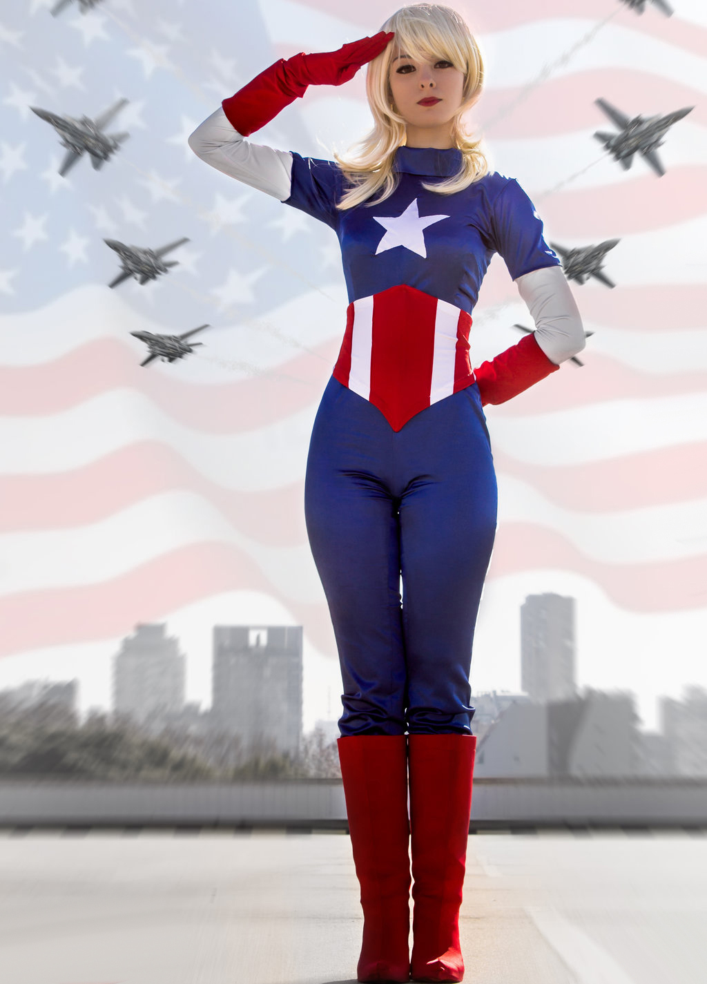 Female Captain America Halloween Superhero Costume